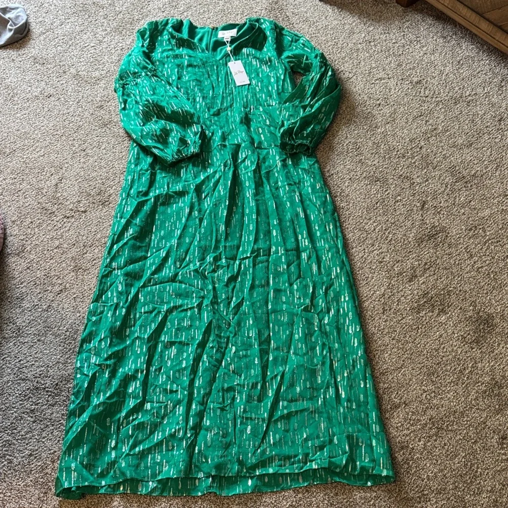 Lilly Pulitzer Emerald Dress with Metallic Highlights - Picture 1 of 4